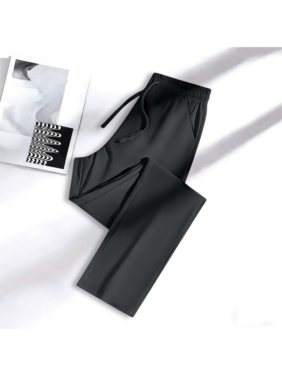 Stretch Active Pants for Women Elastic Waist Quick Dry Breathable Dress Pant Outdoor Athletic Joggers with Pockets Dark Gray XL