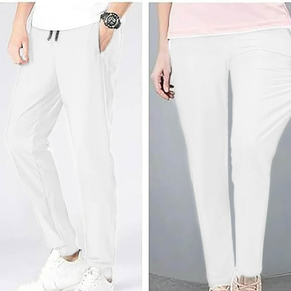 uublik Stretch Active Pants for Women White with Pockets Elastic Waist Workout Sport Gym Pants Comfy Lounge Yoga Running Pants