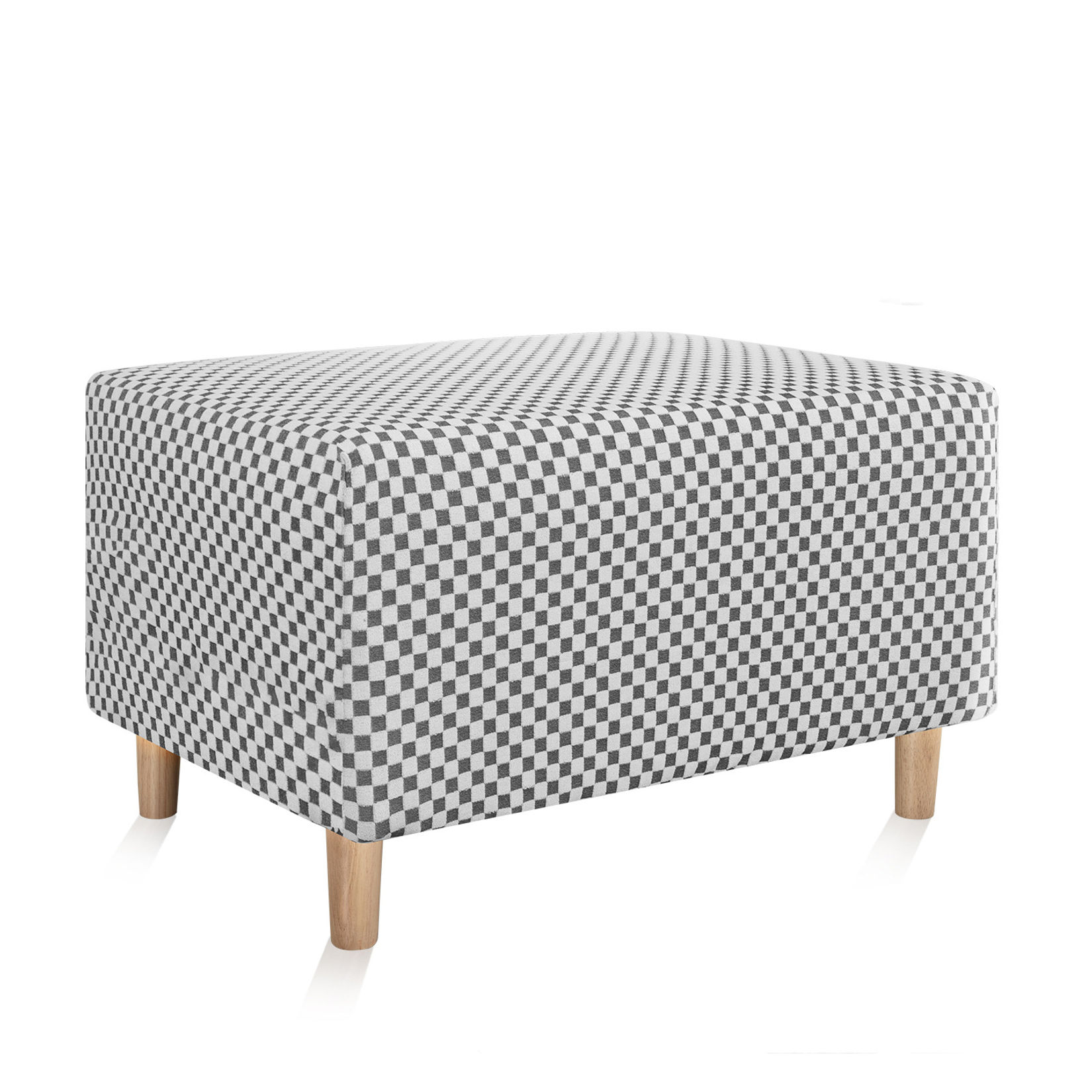 Stretch Allinclusive Ottoman Covers Slipcover Rectangle, Checked