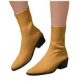 thumbnail image 1 of Stretch Ankle Boots for Women Pointed Toe Stacked Heel Knit Sock Booties Casual Dressu Fall Chelsea Boots, 1 of 7