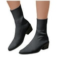 thumbnail image 1 of Stretch Ankle Boots for Women Pointed Toe Stacked Heel Knit Sock Booties Casual Dressu Fall Chelsea Boots, 1 of 8