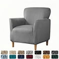 thumbnail image 1 of Stretch Armchair Slipcover Anti-Slip Furniture Protector Velvet 1-Piece Banquet Armchair Slipcover for Living Room, Friendly for Pets, Mid Century Modern Style (Dark Gray), 1 of 7