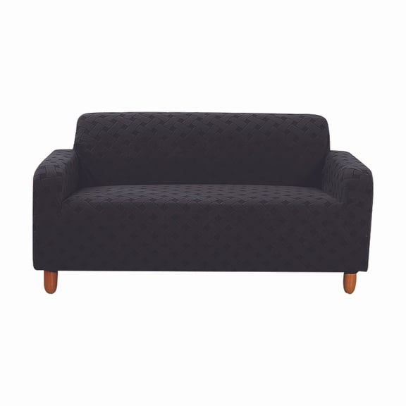 Stretch Armchair Sofa Cover,Cross Striped Thicken Slipcovers,All-around Inclusive Couch Cover Protector For Living Room -Black-3 seater(180-230cm)