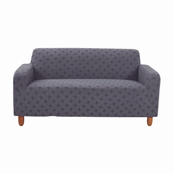 Stretch Armchair Sofa Cover,Cross Striped Thicken Slipcovers,All-around Inclusive Couch Cover Protector For Living Room -Dark Grey-1 seater(90-140cm)