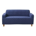 thumbnail image 1 of Stretch Armchair Sofa Cover,Cross Striped Thicken Slipcovers,All-around Inclusive Couch Cover Protector For Living Room -Navy Blue-4 seater(230-300cm), 1 of 8