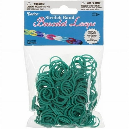Stretch Band Bracelet Loops 300/Pkg W/12 Clips-Green, Pk 6, Darice