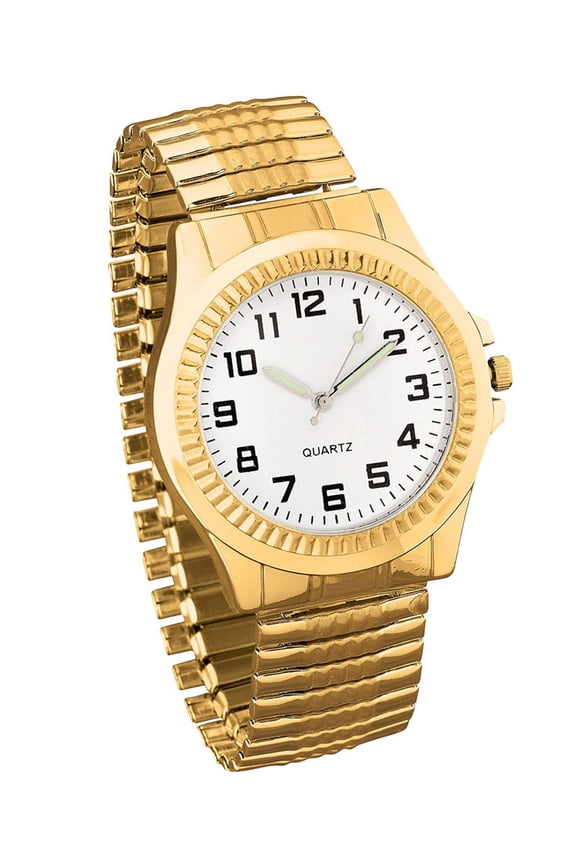 Collections Etc Men's Glow-in-the-Dark Hands Easy-to-Read Stretch Band Watch