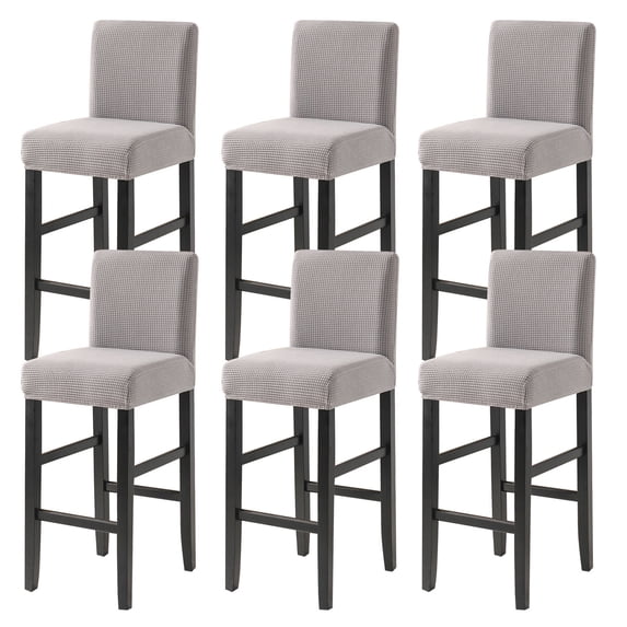 Stretch Bar Stool Cover, Pub Counter Stool Chair Slipcover Jacquard Dining Chair Covers Removable Washable Chair Cover Non Slip Furniture Protector for Dining Room Cafe-gray-6 PCS