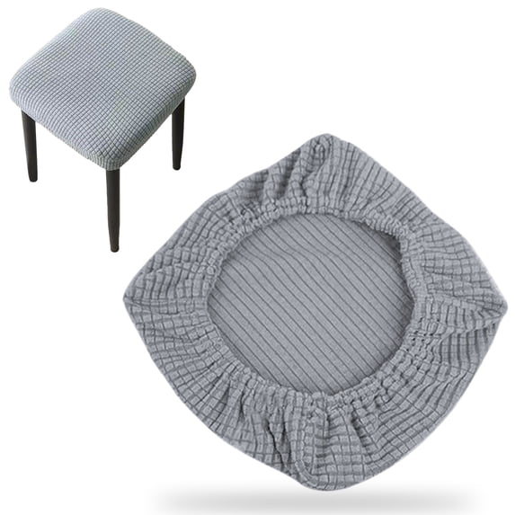 Stretch Bar Stool Covers, Polyester Spandex Non Slip Seat Covers, Washable Dining Chair Slipcovers for Seat Cushion Length 13-15in, Fitted Stool Protector, Grey