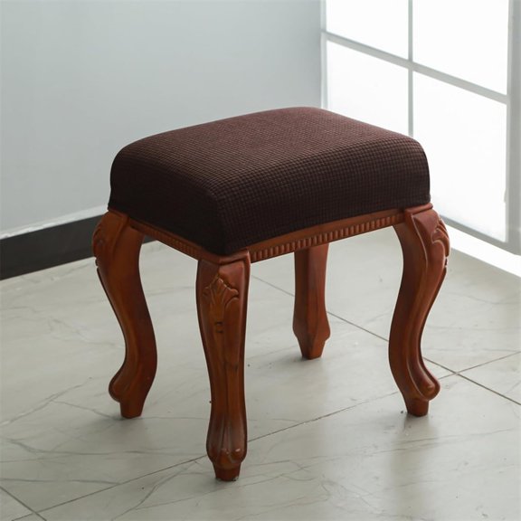 Stretch Bar Stool Covers Rectangle, Vanity Stool Covers Dressing Chair Covers Saddle Seat Covers Counter Stool Cover Washable (Coffee1,1 Pack)