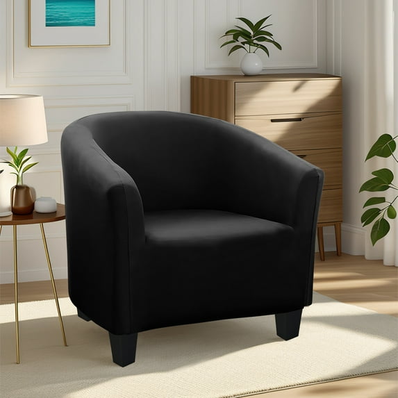 Stretch Barrel Chair Slipcover, Elastic Armchair & Club Chair Cover, Removable Furniture Protector for Living Room & Bedroom