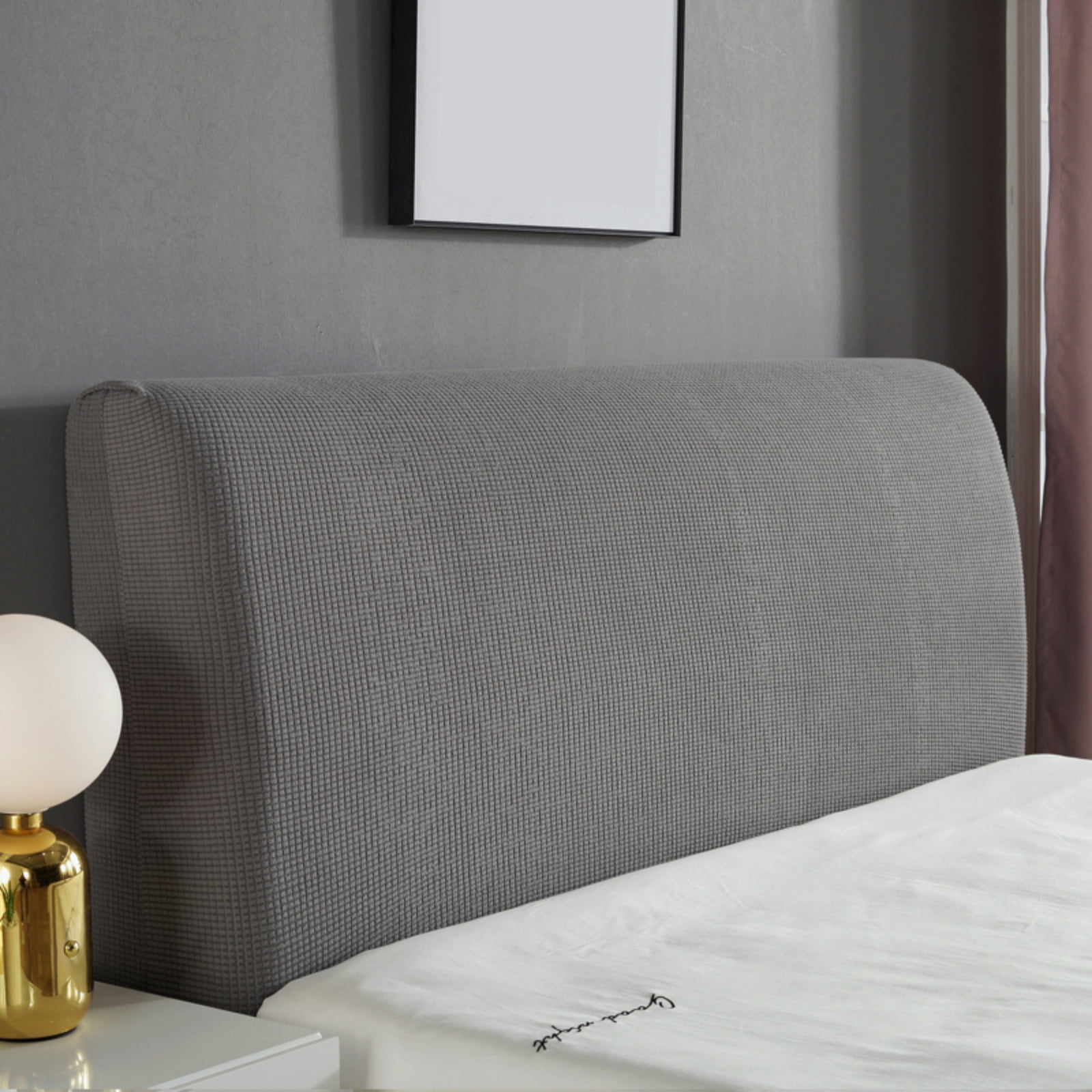 Stretch Bed Headboard Slipcover,Thick Fabric Solid Color Dustproof Bed