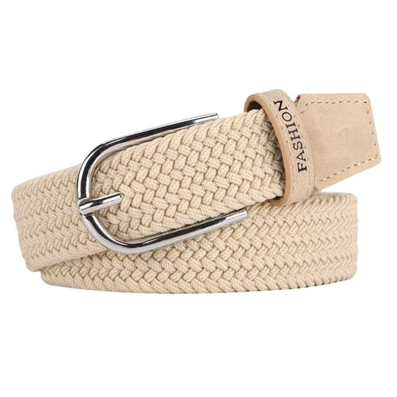 Stretch Belt, Elastic Belts Braided Fabric Belt Colorful Woven Belts for teenagers, boys, girls, women, students,Beige