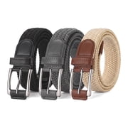Stretch Belt Men 3 Pack - Width 1.3" Braided Golf Belts For Men - Casual Elastic For Pants and Jeans