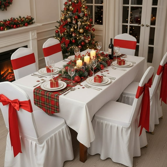 Stretch Bow Chair Decoration, Elastic Holiday Chair Tie, Polyester Bow Accent, Quick Installation, Home Party Decor