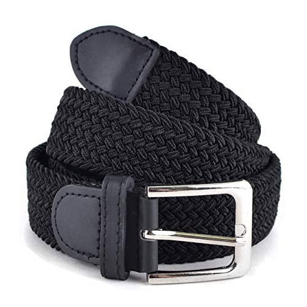 XLarge Stretch Braided Woven Belts without Holes, Elastic Casual Belts