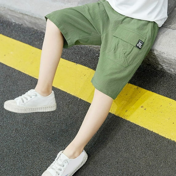 Stretch Cargo Shorts Boys Green Shorts Elastic Waist School Kids Boys Athletic Shorts Boys Cargo Shorts Size 8-9 Years Summer&nbsp;Clothing