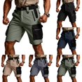 thumbnail image 1 of Stretch Cargo Shorts for Men Casual Knee Length Ripstop Shorts Quick Dry Outdoor Hiking Lightweight Work Hiking Shorts with Zipper Pockets Green S, 1 of 9