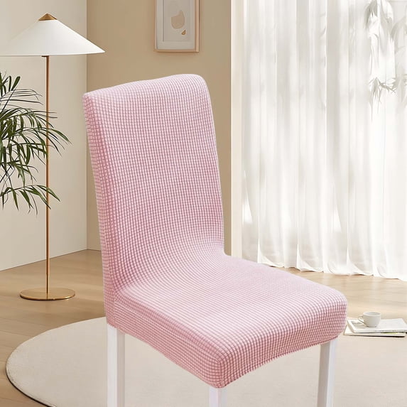 Stretch Chair Covers for Dining Room Chairs, Polyester Fleece Slipcovers with Elastic Bottom, Protects from Stains and Wear, Soft Cushion for Kitchen, Restaurant, or Party Decor (2 Pcs)