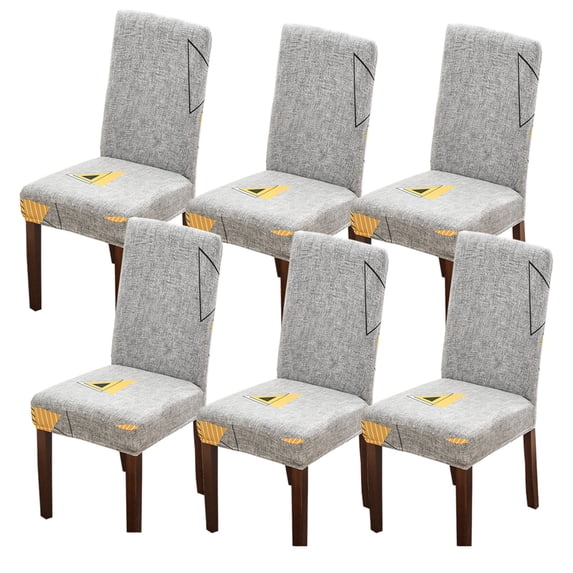 Stretch Chair Covers for Dining Room,Printed Chair Slipcovers Universal Removable Washable Anti-Dust Soft Super Fit Chair Protector for Hotel Kitchen Banquet Wedding-6 Pcs-G