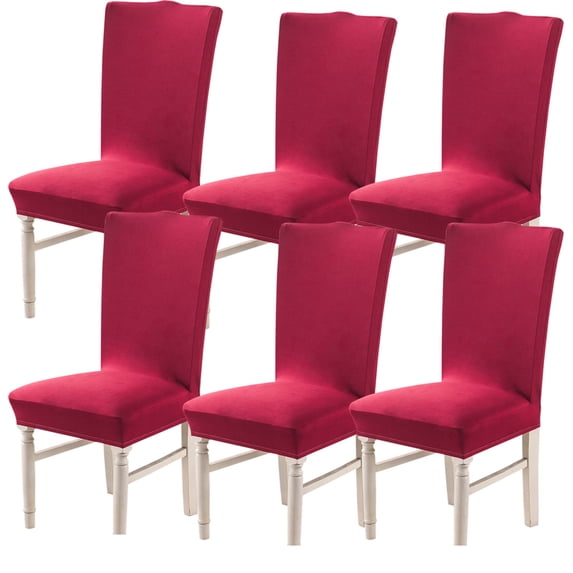 Stretch Chair Covers for Dining Room,Set of 4/6/8 Parsons Chair Slipcovers Universal Removable Washable Anti-Dust Soft Super Fit Chair Protector for Kitchen Banquet Ceremony-6-Red wine