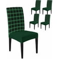 thumbnail image 1 of Stretch Chair Covers Set of 4, Merry Christmas Green Buffalo Plaid Universal Fit Elastic Decorative Dining Chairs Slipcovers for Wedding, Banquet, St. Parker''s Day Black Checker, 1 of 6
