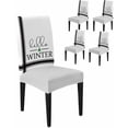 thumbnail image 1 of Stretch Chair Covers Set of 4, Snowflake Hello Winter Universal Fit Elastic Decorative Dining Chairs Slipcovers for Wedding, Banquet, White Red Minimalist Lines, 1 of 6