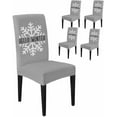 thumbnail image 1 of Stretch Chair Covers Set of 4, Winter Christmas White Snowflake Universal Fit Elastic Decorative Dining Chairs Slipcovers for Wedding, Banquet, Snow Quote on Blue, 1 of 6