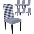 thumbnail image 1 of Stretch Chair Covers Set of 6, Navy Blue and White Grid Universal Fit Elastic Decorative Dining Chairs Slipcovers for Wedding, Banquet, Pastoral Farm Theme, 1 of 6