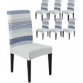 thumbnail image 1 of Stretch Chair Covers Set of 6, Rural Farmhouse Black Stripe Universal Fit Elastic Decorative Dining Chairs Slipcovers for Wedding, Banquet, Abstract Retro Line, 1 of 6