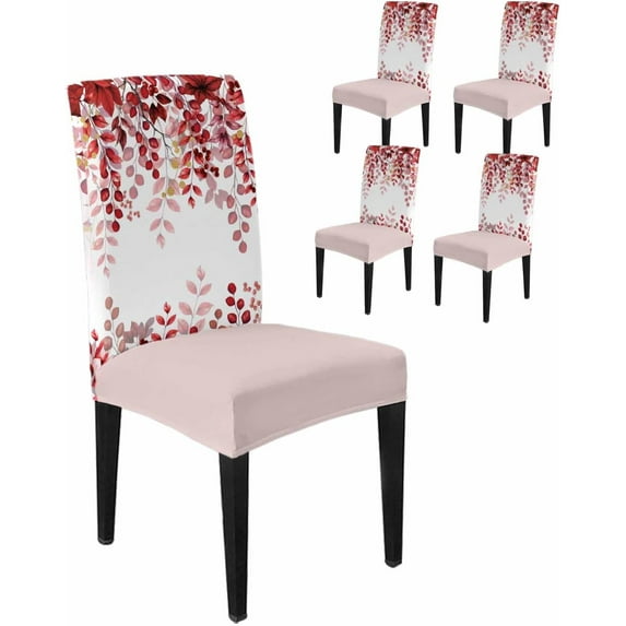 Stretch Chair Covers Set of 6, Sage Green Eucalyptus Leaves Watercolor Universal Fit Elastic Decorative Dining Chairs Slipcovers for Wedding, Banquet, Botanical Foliage