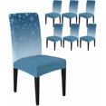 thumbnail image 1 of Stretch Chair Covers Set of 6, Xmas Snowflake Winter Snow Universal Fit Elastic Decorative Dining Chairs Slipcovers for Wedding, Banquet, White Snowflakes Seamless on Pink, 1 of 6