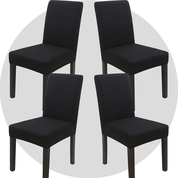 Stretch Chair Covers Slipcovers Set of 4 Black Stretchable Dining Chair Slipcover Washable Removable for Kitchen,Hotel,Restaurant