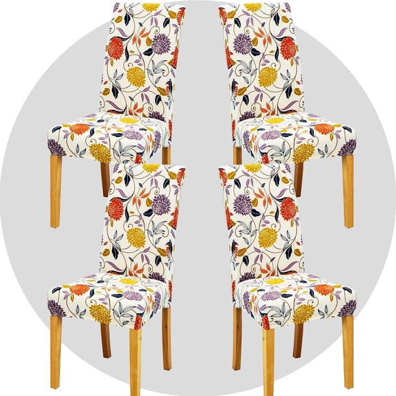 Stretch Chair Covers Slipcovers Set of 4 Printed Stretchable Dining Chair Slipcover Washable Removable for Kitchen,Hotel,Restaurant