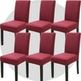 thumbnail image 1 of Stretch Chair Covers Slipcovers Set of 6 Claret Stretchable Dining Chair Slipcover Washable Removable for Kitchen,Hotel,Restaurant, 1 of 6