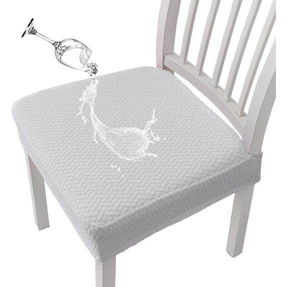Stretch Chair Covers, Waterproof and Stain Resistant, White, Elastic Dining Chair Slipcovers for Kitchen and Workspace, Washable Fabric Protectors for Everyday Use and Special Occasions (2 Pcs)