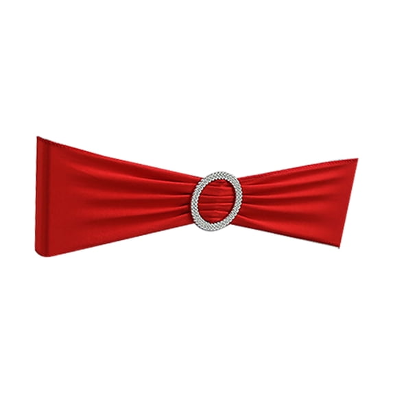 Stretch Chair Sashes and Bows for Wedding Decorations, Universal Elastic Spandex Chair Cover Bands with Rhinestone Buckle Bowknot, Banquet Party Ceremony Reception Chair Ties