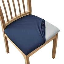Stretch Chair Seat Covers,2/4/6 Pcs Jacquard Chair Cushion Cover with ties Universal Removable Washable Anti-Dust Spandex Chair Protector for Kitchen Banquet Dining Room-2 Pcs-Navy blue
