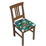 Stretch Chair Seat Covers Japan Sushi Kawaii Removable Washable Dining Chair Covers Anti-Dust Dining Room Chair Covers Seat