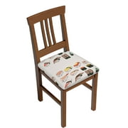 Stretch Chair Seat Covers Kawaii Sushi Removable Washable Dining Chair Covers Anti-Dust Dining Room Chair Covers Seat
