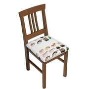 Stretch Chair Seat Covers Kawaii Sushi Removable Washable Dining Chair Covers Anti-Dust Dining Room Chair Covers Seat