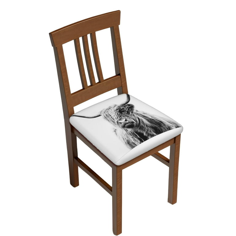 Stretch Chair Seat Covers Portrait Of A Highland Cow Removable