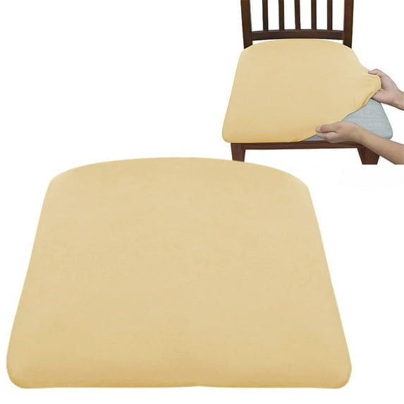Stretch Chair Seat Covers,Removable Washable Dining Chair Covers Anti - Dust Dining Room Seat Cushion Slipcovers,Beige