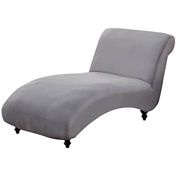 Stretch Chaise Lounge Cover Indoor, Printed Armless Chaise Chair Slipcover Furniture Protector Recliner Sofa Covers for Living Room Machine Washable (Light Grey)