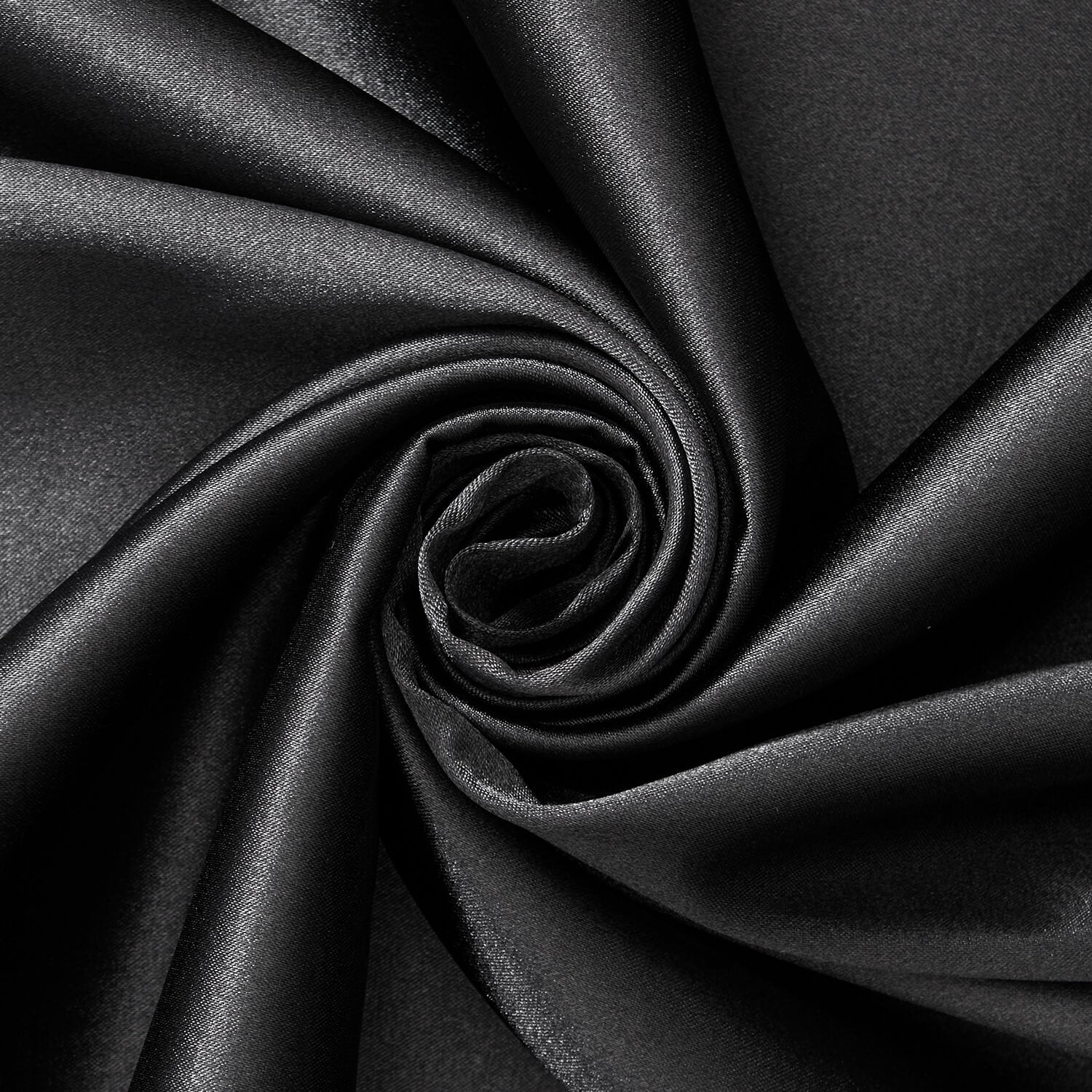 Stretch Charmeuse Satin Polyester Fabric for Wedding Dress by The Yard (Black)