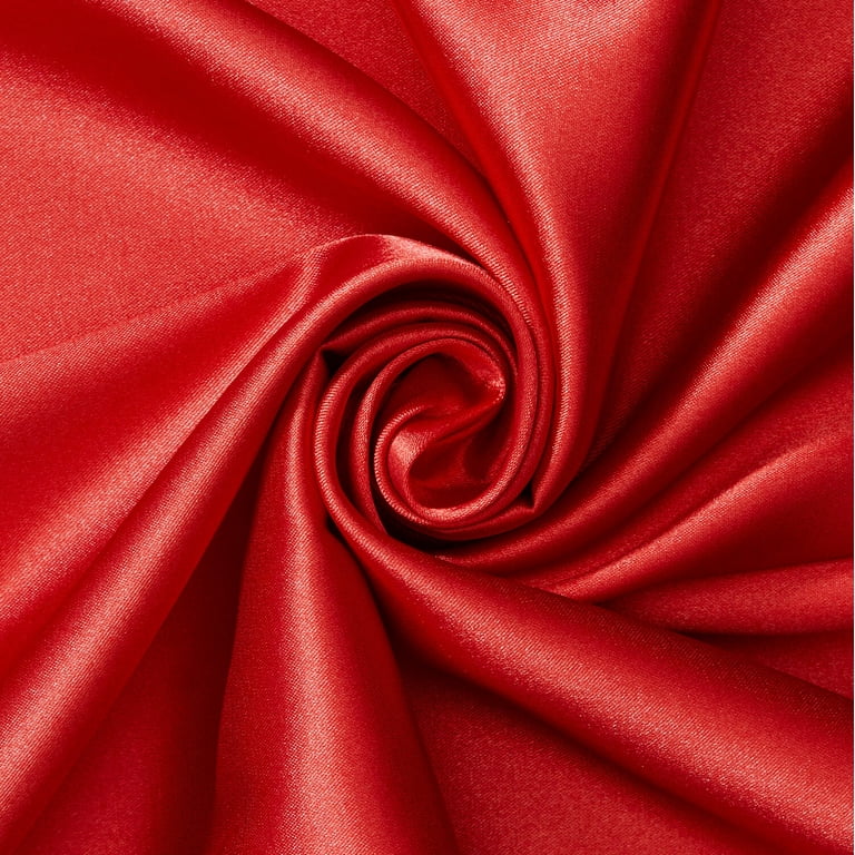 MDS Pack of 10 Yard Charmeuse Bridal SOLID Satin Fabric for Wedding Dress  Fashion Crafts Costumes Decorations Silky Satin 44” Apple Red