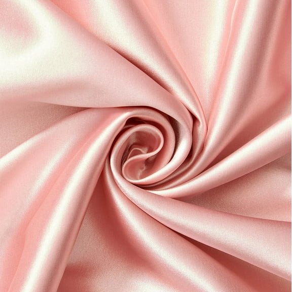 Stretch Charmeuse Satin Polyester Fabric for Wedding Dress by The Yard (Pink)