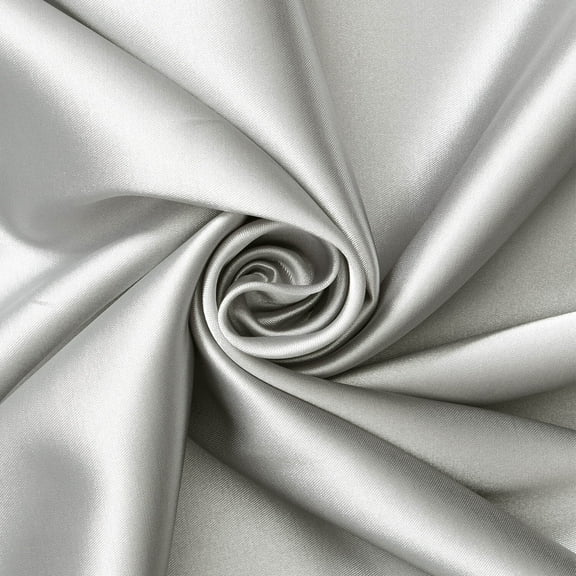Stretch Charmeuse Satin Polyester Fabric for Wedding Dress by The Yard (Silver)