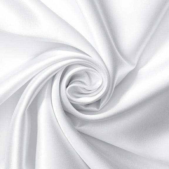 Stretch Charmeuse Satin Polyester Fabric for Wedding Dress by The Yard (White)