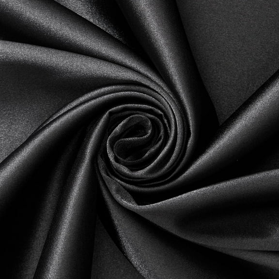 Stretch Charmeuse Shiny Polyester Lightweight (60 Inch) Satin Fabric By The Yard - For Sewing Apparel, Accessories, Bridal, Décor, & More - Black (5 Yards)